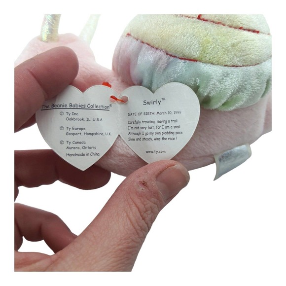 Ty Beanie Babies - Swirly the Snail Original 1999 Retired Collectible Rare Error - Picture 11 of 13